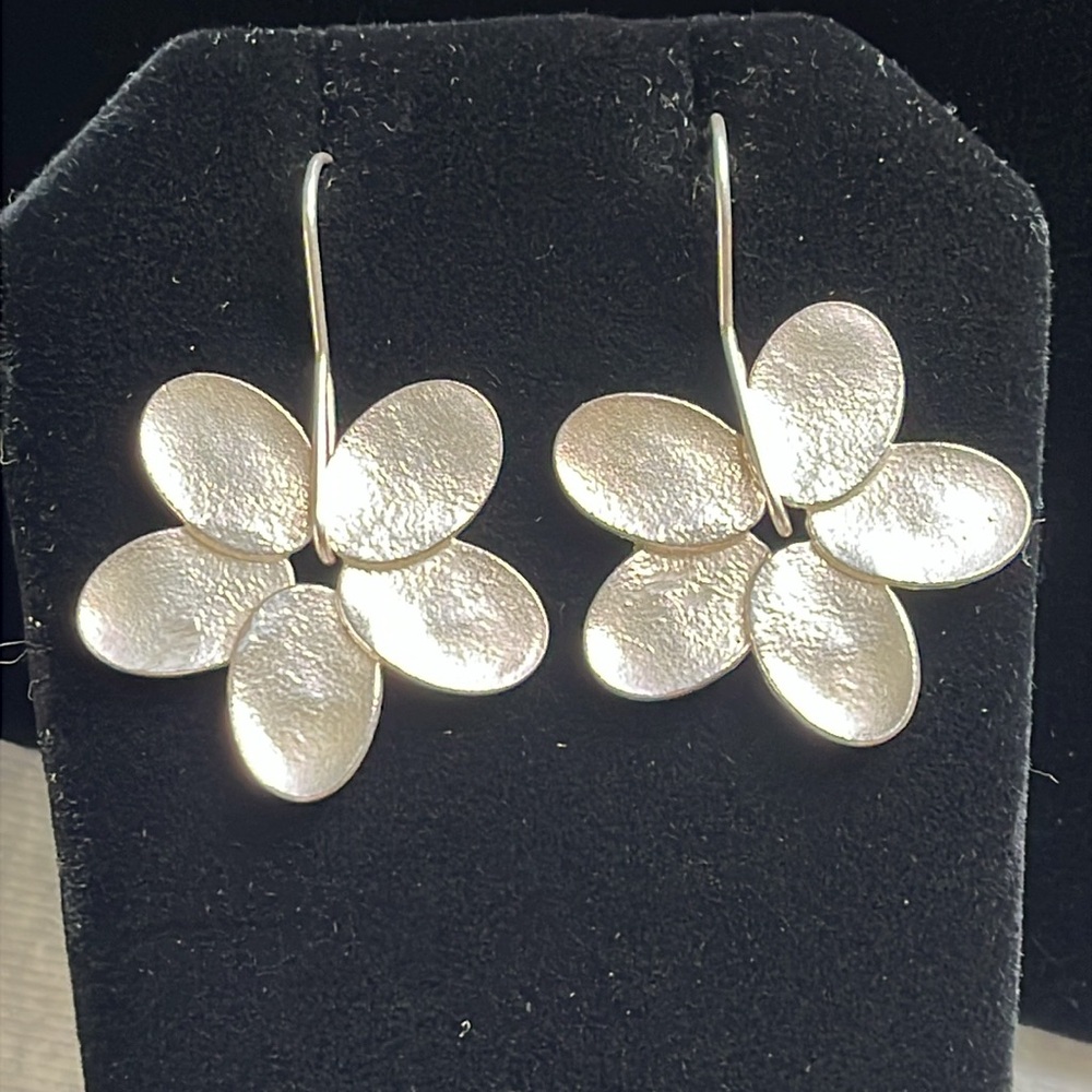 Flower dangle earrings sterling silver stamped 925
